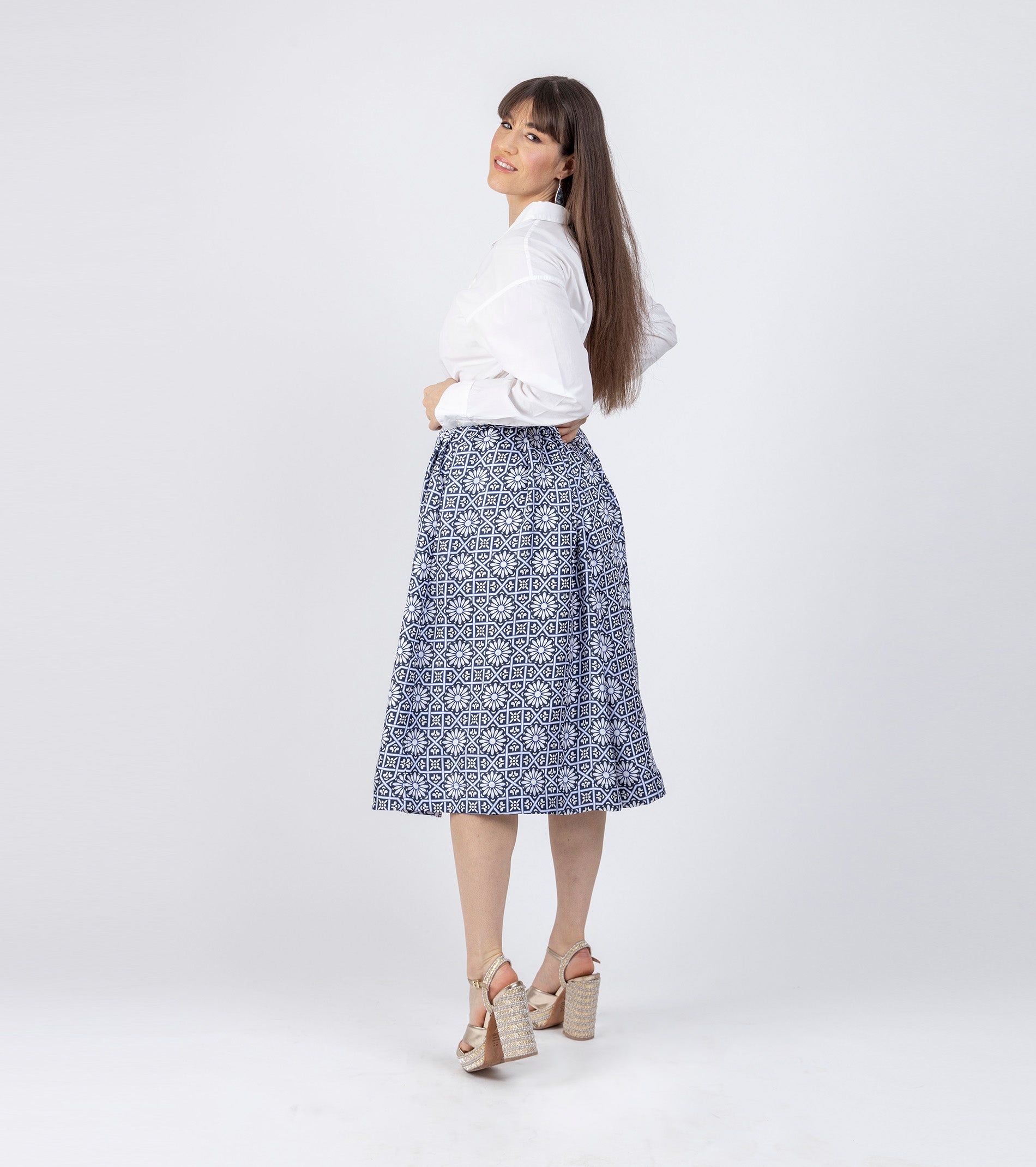 Silk Midi Skirt Chaya
